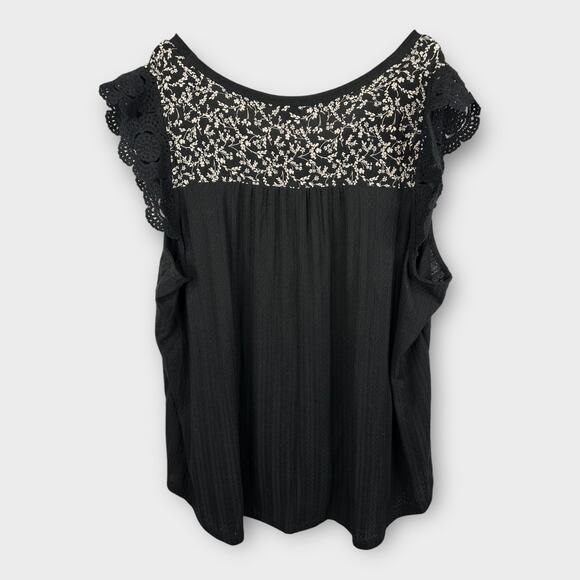 Torrid Womens size 4 4X Knit Scoop Neck Ruffle Sleeve Swing Top Black 40715137 - Picture 3 of 12